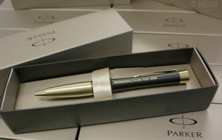 Długopisy PARKER z grawerem laserowym dla Professinal cycyling team CCC